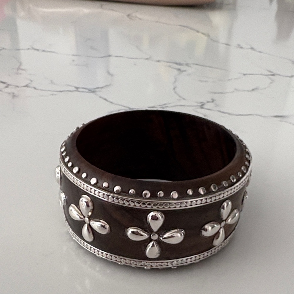 Anna Beck Sterling Silver and Brown Floral Bracelet